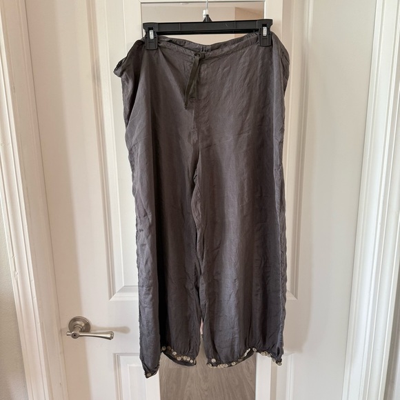 Dosa Silk Pants With Fringe Details Size 4 Color Grey - Picture 1 of 5